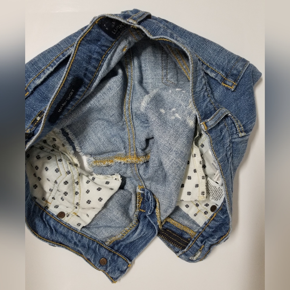 Lucky Brand Malibu Blue Denim Distressed Cut-off Jean Shorts 25 - Picture 11 of 14